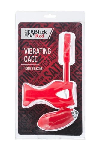 Black &amp; Red, Penis ring with vibration, clitoral stimulation, silicone, red 14.5 cm