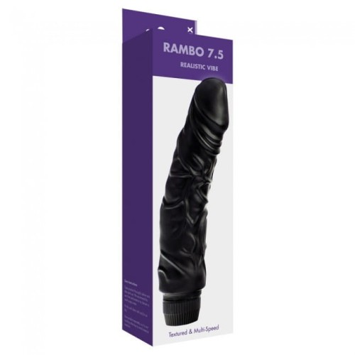 Wibrator-7,5"""""""""""""""" Perfect Pleasures Curved Veined Rambo Vibe ~ Black (2AA)