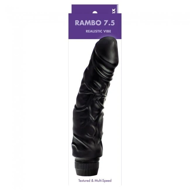 Wibrator-7,5"""""""""""""""" Perfect Pleasures Curved Veined Rambo Vibe ~ Black (2AA)