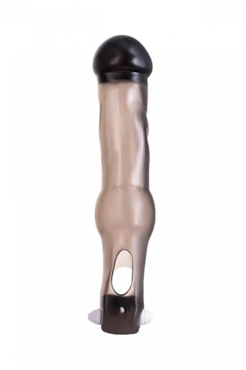 xToyFa XLover, Penis Sleeve, for increase in size with vibration, TPE, transparent black, 19.4 cm