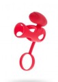 Black &amp; Red, Penis ring with vibration, clitoral stimulation, silicone, red 14.5 cm