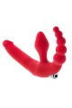 Black &amp; Red, Beltless strapon with vibro-bullet, moisture-resistant, silicone, red 35 cm