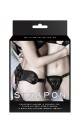 STRAPON BLACK PU HARNESS WITH TWO RINGS