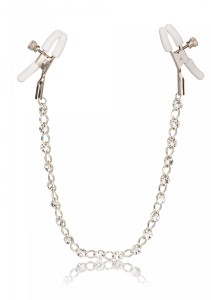 Crystal Chain Nipple Clamps Silver