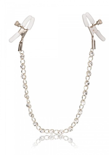 Crystal Chain Nipple Clamps Silver