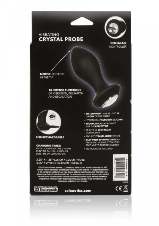 Vibrating Petite Crystal Probe Black