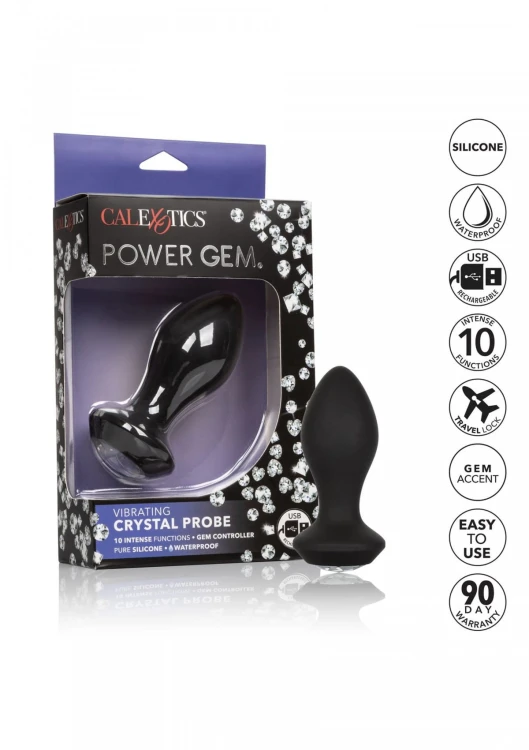 Vibrating Petite Crystal Probe Black