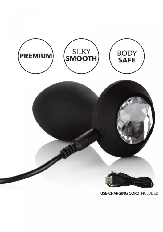 Vibrating Petite Crystal Probe Black