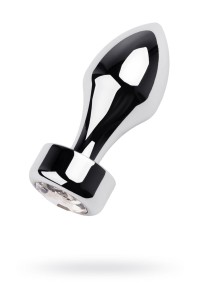 Metal by TOYFA, Anal plug, metal, silver, with diamond crystal, 9.5 cm, O 3.5 cm, 130 g