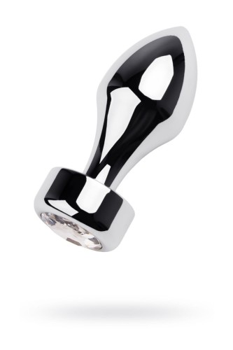 Metal by TOYFA, Anal plug, metal, silver, with diamond crystal, 9.5 cm, O 3.5 cm, 130 g
