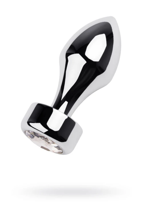Metal by TOYFA, Anal plug, metal, silver, with diamond crystal, 9.5 cm, O 3.5 cm, 130 g