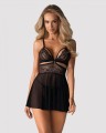 Bielizna-838-BAB-1 babydoll i stringi czarna  S/M