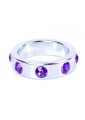 Pierścień-Metal Cock Ring with Purple Diamonds Large