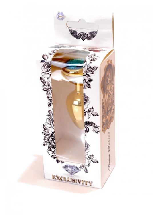 Plug-Jewellery Gold  Heart PLUG- Light Blue