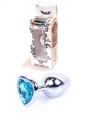 Plug-Jewellery Silver  Heart PLUG- Light Blue