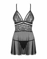 Bielizna-838-BAB-1 babydoll i stringi czarna XXL