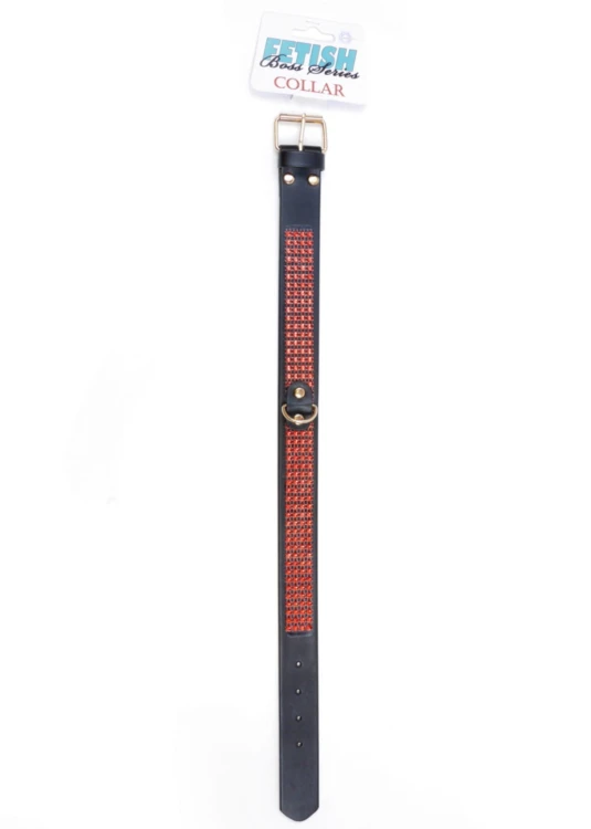 Fetish B - Series Collar with crystals 3 cm Red Line