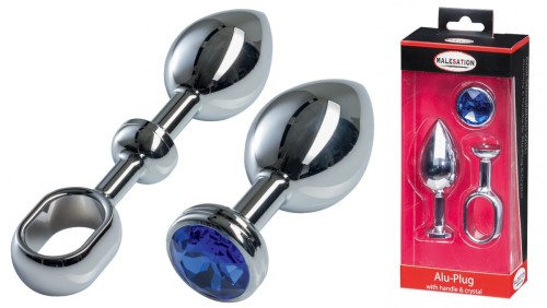 MALESATION Alu-Plug with handle &amp; crystal large, chrome
