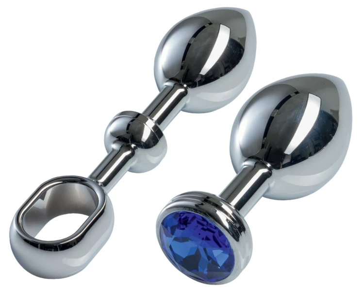 MALESATION Alu-Plug with handle &amp; crystal large, chrome