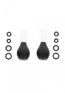 Nipple Enlargers with 8 Rings Black