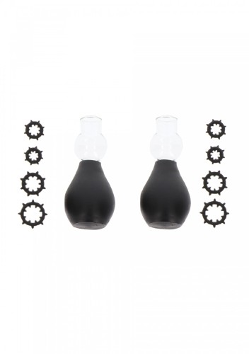 Nipple Enlargers with 8 Rings Black