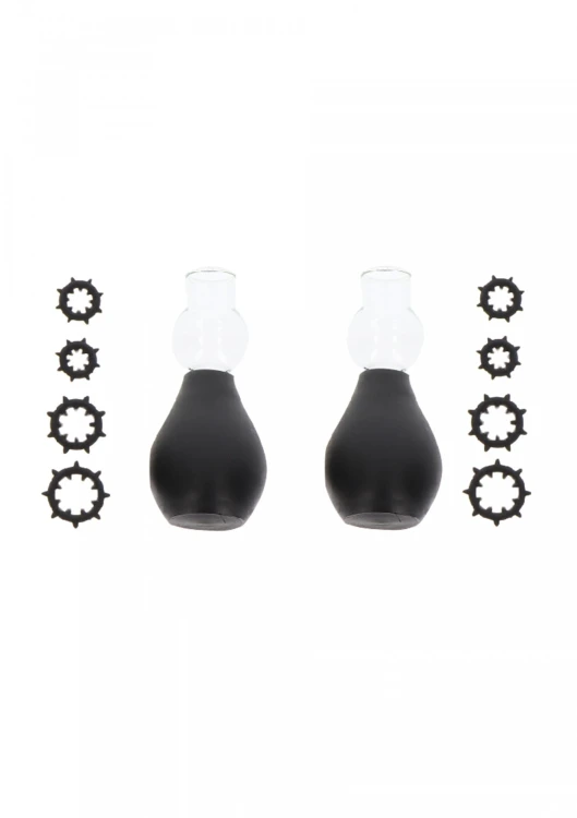 Nipple Enlargers with 8 Rings Black