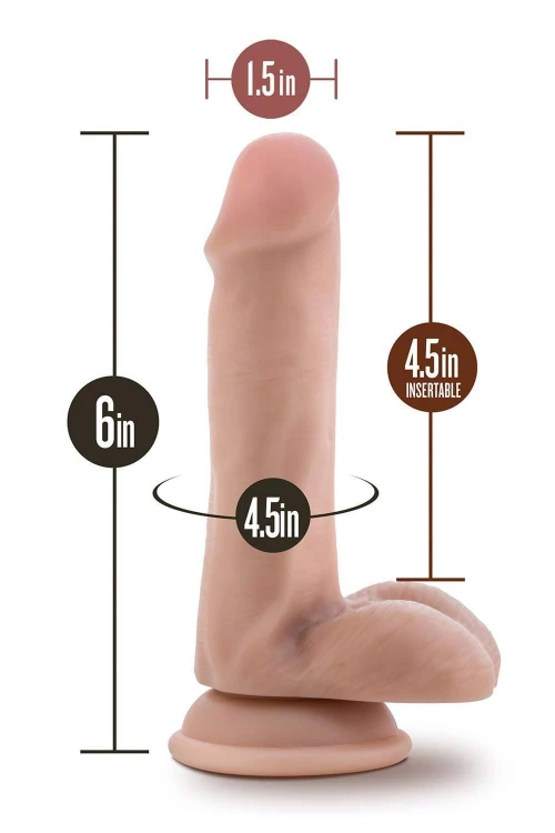 DR. SKIN PLUS  6 INCH POSABLE DILDO WITH BALLS  VANILLA