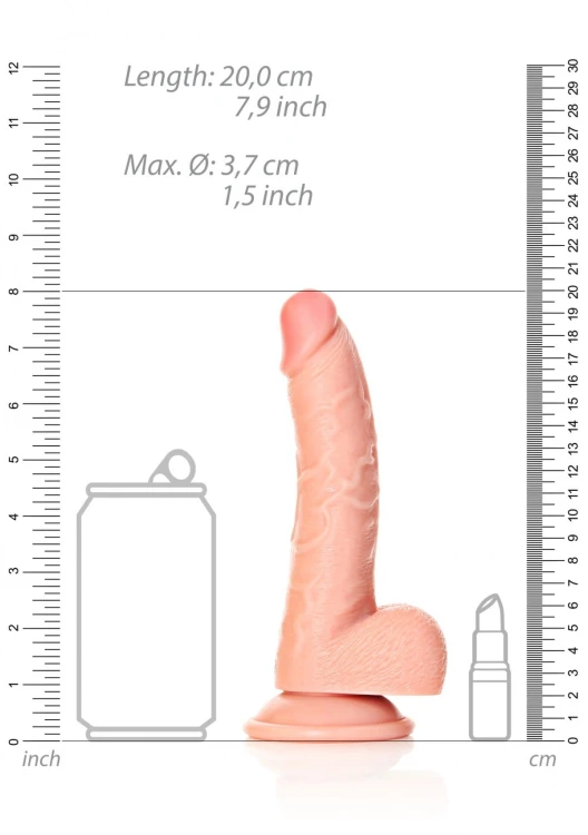 Curved Realistic Dildo  Balls  Suction Cup - 7""""/ 18 cm