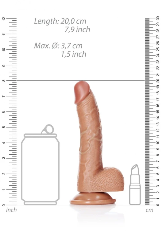 Curved Realistic Dildo  Balls  Suction Cup - 7""""/ 18 cm
