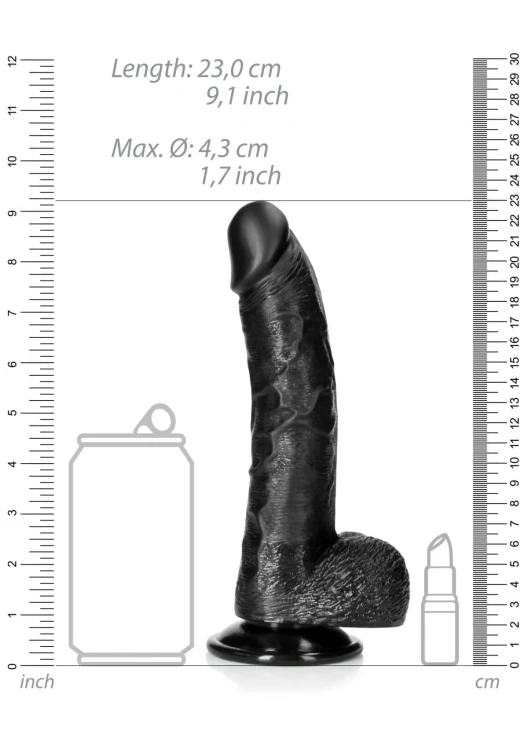Curved Realistic Dildo  Balls  Suction Cup - 8""""/ 20,5 cm