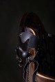 Blindfolded Head Harness with Solid Ball Gag - Black