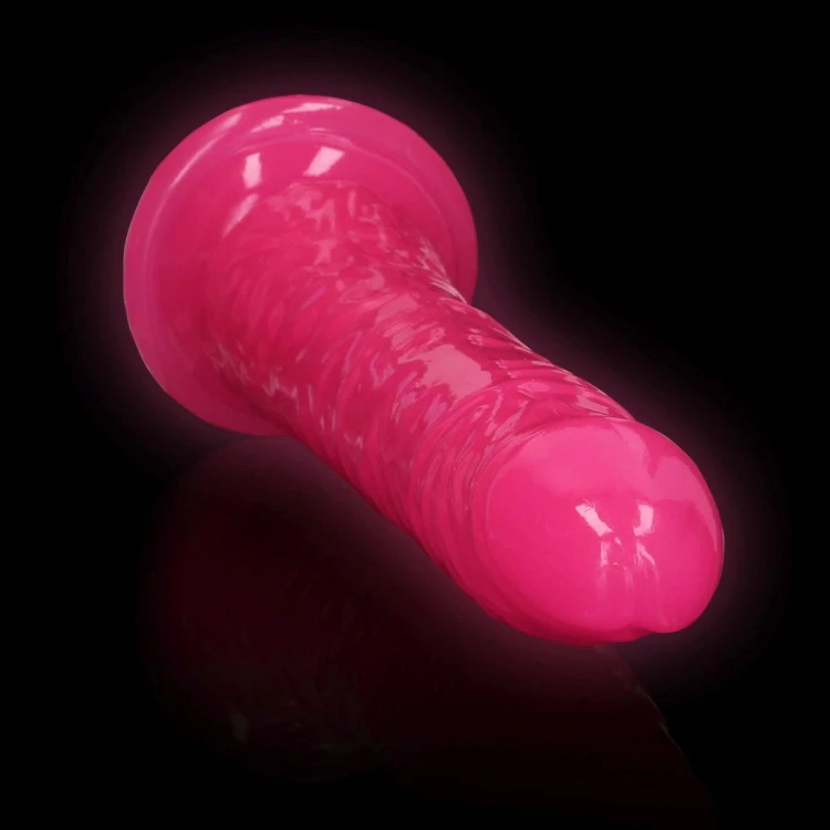 Slim Realistic Dildo with Suction Cup - Glow in the Dark - 8'' / 20 cm
