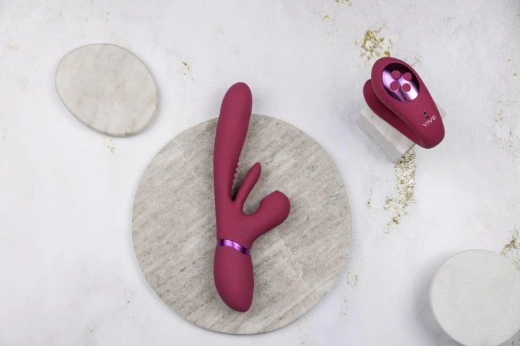Yoko - Triple Action Vibrator Dual Prongs with Clitoral Pulse Wave