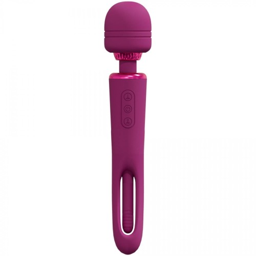 VIVE - Kiku - Rechargeable Double Ended Wand with Innovative G-Spot Flapping Stimulator - Pink