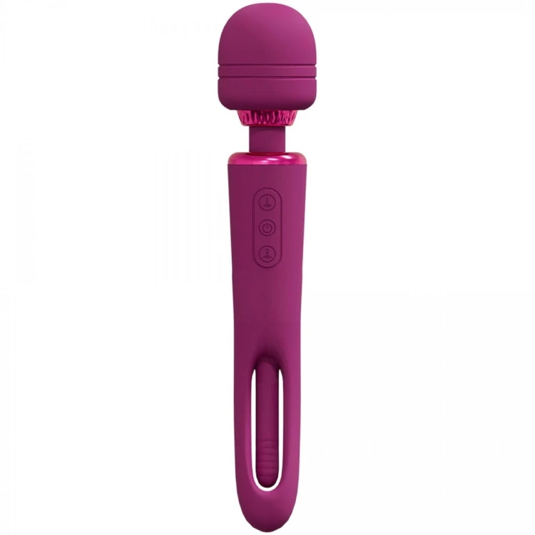 VIVE - Kiku - Rechargeable Double Ended Wand with Innovative G-Spot Flapping Stimulator - Pink
