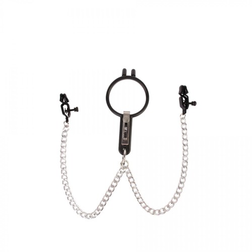 Humiliate Mouth Spreader with Nipple Clamps