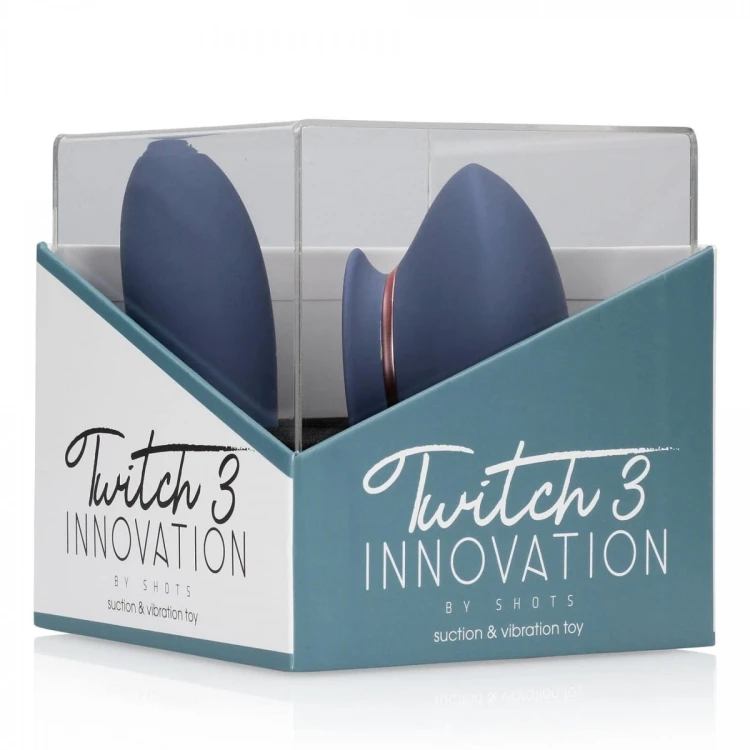 Twitch 3 - Rechargeable Vibrator &amp; Suction - Silicone - 10 Speed - Blue/Grey
