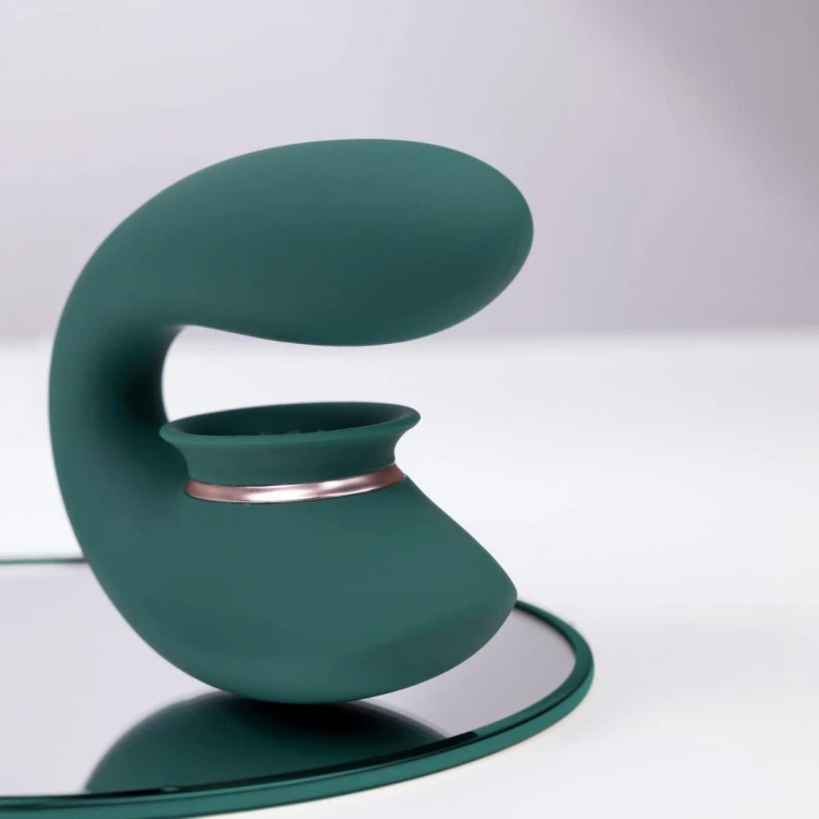 Twitch 3 - Rechargeable Vibrator &amp; Suction - Silicone - 10 Speed - Forest Green
