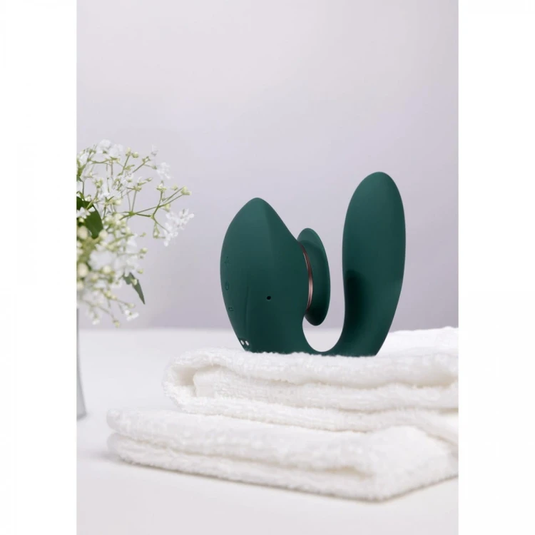 Twitch 3 - Rechargeable Vibrator &amp; Suction - Silicone - 10 Speed - Forest Green
