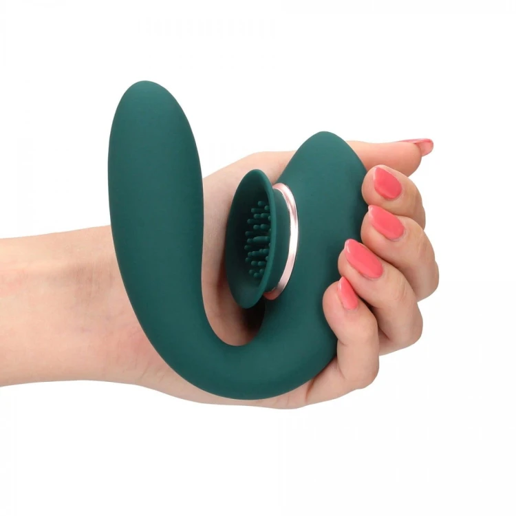 Twitch 3 - Rechargeable Vibrator &amp; Suction - Silicone - 10 Speed - Forest Green