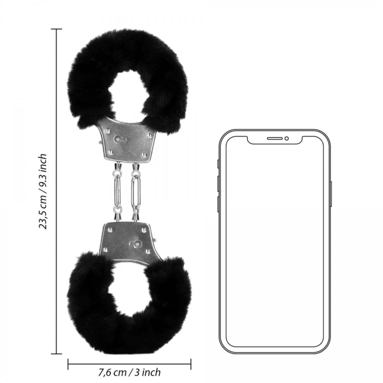 Furry Metal Hand Cuffs - Black