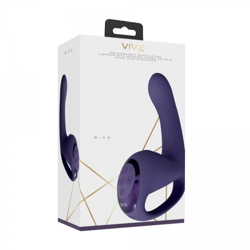 Riko - Rechargeable Triple Action Vibrator with Advanced Finger Motion &amp; Pulse Wave Stimulator – Purple