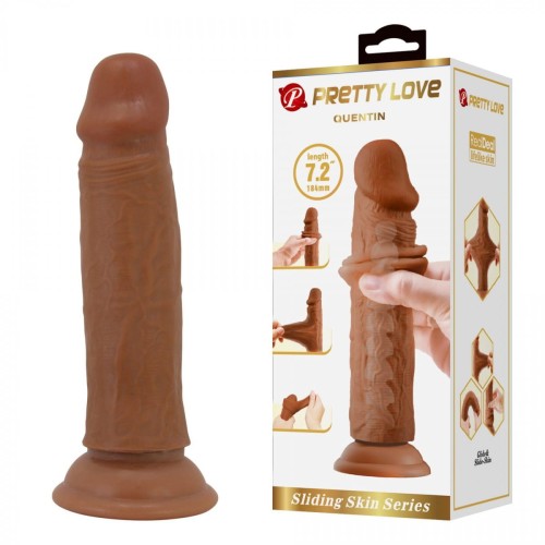 PRETTY LOVE - QUENTIN 7.2"(184mm)  Sliding Skin Series TPR, Suction base Bendable