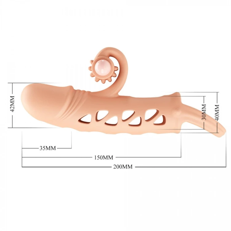 ROMANCE - Penis sleeve,  TPE material,vibration, battery LR41*3, Flesh