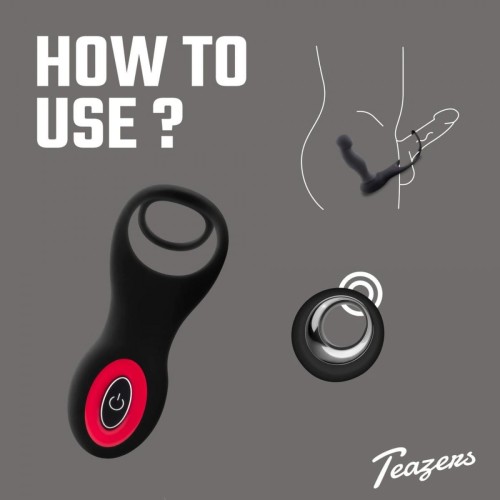 Teazers Cock &amp; Ball Ring Prostate Vibrator with Remote Control