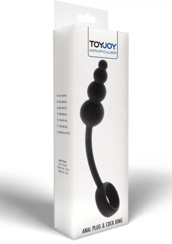 Anal Snake Plug &amp; Penis Ring Black
