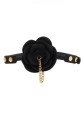 Rose Ball Gag with Plug Black