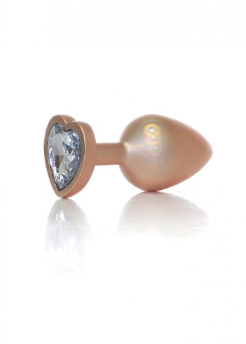 Plug-Jewellery Pearl Gold Heart PLUG- Clear M
