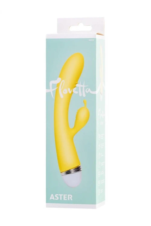 Vibrator with clitoral stimulator Flovetta by Toyfa Aster, silicone, yellow, 22 cm