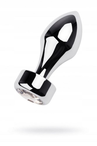 Silver anal plug TOYFA Metal with white round-shaped gem